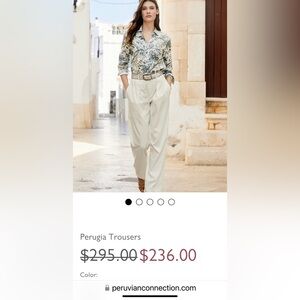 Peruvian Connection Perugia Trousers- new never worn